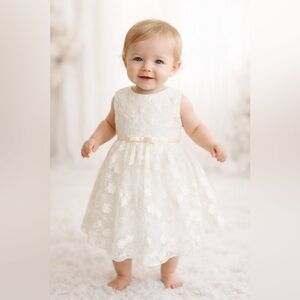Flower Girl’s Lace Overlay Dress, Ivory, size 18 months Flower Girl